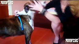Horny slut fucks hes dog at home
